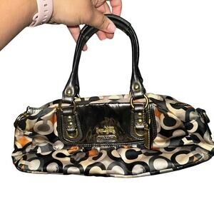Vintage Coach Amanda Satin Leather Mini Satchel Shoulder Bag Multicolor
